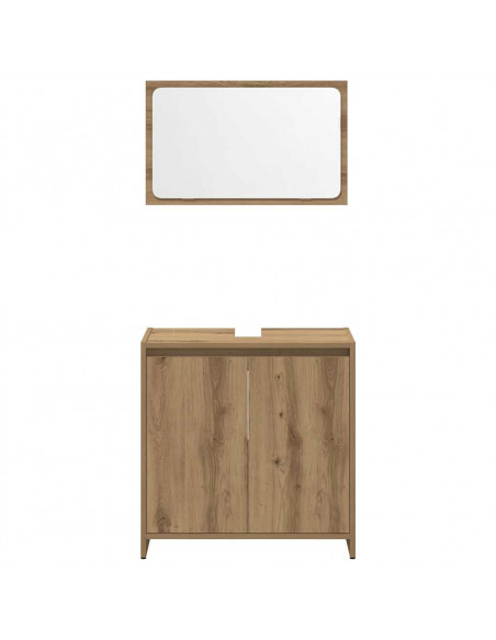 Set Mobili da Bagno 3 pz Rovere Artigianale Legno Multistrato