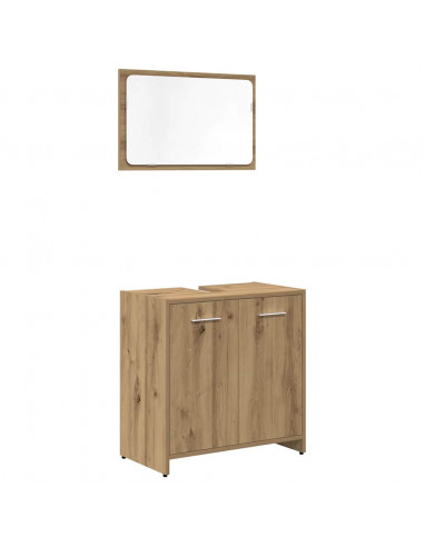 Set Mobili da Bagno 3 pz Rovere Artigianale Legno Multistrato