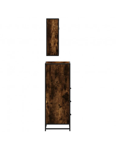 Set Mobili da Bagno 3 pz Rovere Fumo in Legno Multistrato
