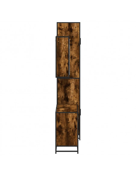Set Mobili da Bagno 3 pz Rovere Fumo in Legno Multistrato