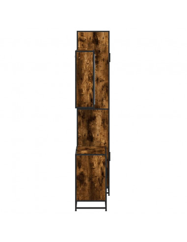 Set Mobili da Bagno 3 pz Rovere Fumo in Legno Multistrato