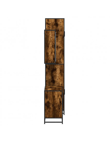 Set Mobili da Bagno 3 pz Rovere Fumo in Legno Multistrato