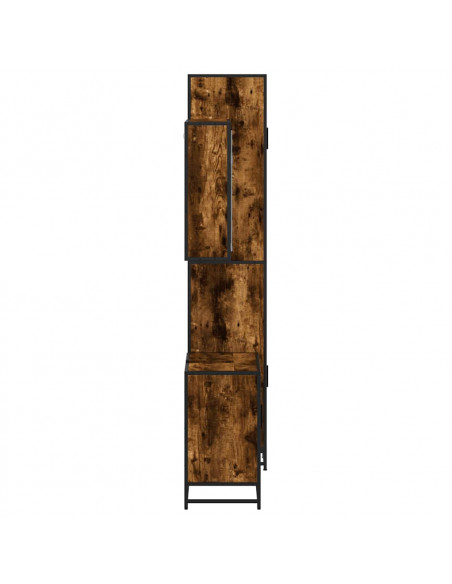 Set Mobili da Bagno 3 pz Rovere Fumo in Legno Multistrato