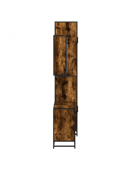 Set Mobili da Bagno 3 pz Rovere Fumo in Legno Multistrato