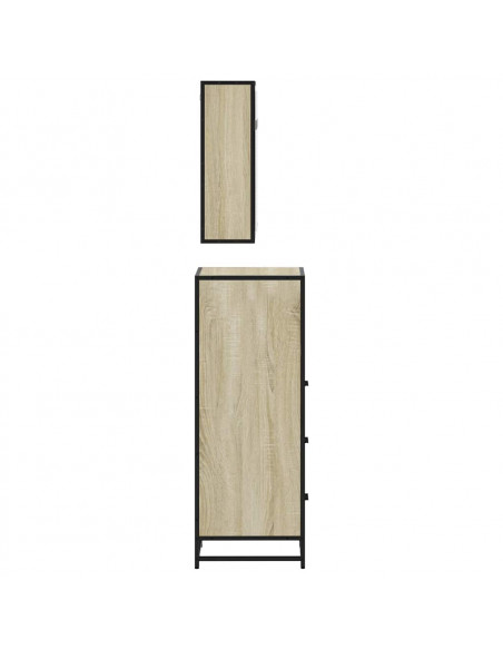Set Mobili da Bagno 3 pz Rovere Sonoma in Legno Multistrato