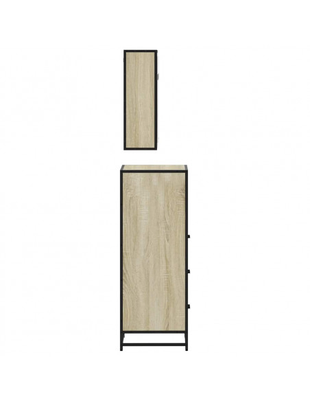 Set Mobili da Bagno 3 pz Rovere Sonoma in Legno Multistrato