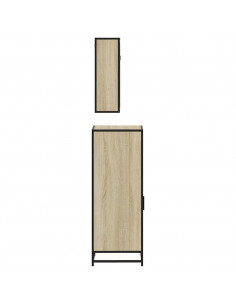 Set Mobili da Bagno 3 pz Rovere Sonoma in Legno Multistrato