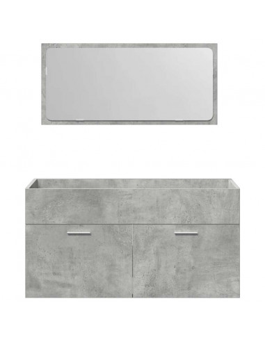 Set Mobili da Bagno 4 pz Grigio Cemento in Legno Multistrato