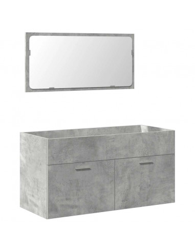 Set Mobili da Bagno 4 pz Grigio Cemento in Legno Multistrato