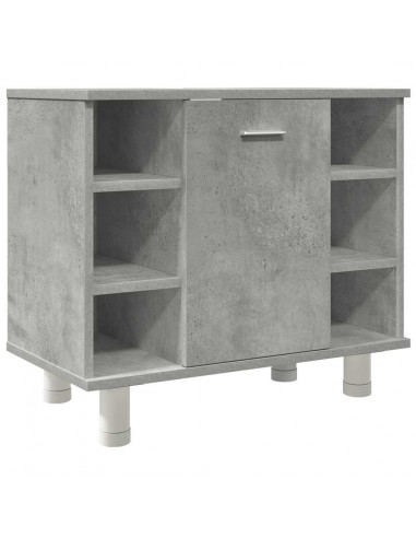 Set Mobili da Bagno 4 pz Grigio Cemento in Legno Multistrato