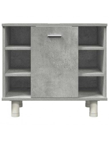 Set Mobili da Bagno 4 pz Grigio Cemento in Legno Multistrato