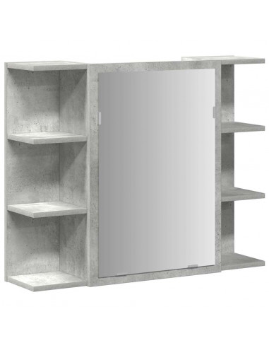 Set Mobili da Bagno 4 pz Grigio Cemento in Legno Multistrato