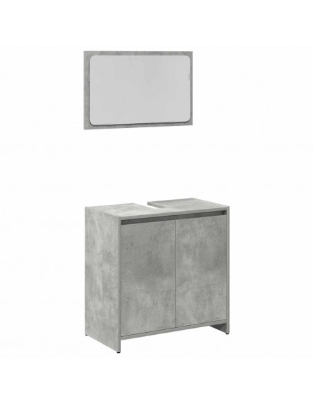 Set Mobili da Bagno 4 pz Grigio Cemento in Legno Multistrato
