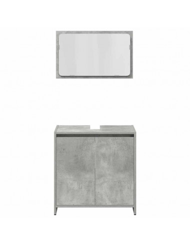 Set Mobili da Bagno 4 pz Grigio Cemento in Legno Multistrato