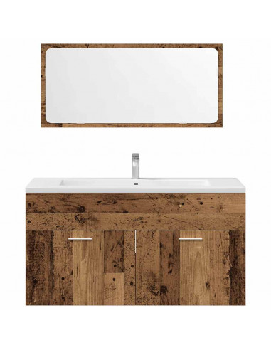 Set Mobili da Bagno 4 pz Legno Antico in Legno Multistrato