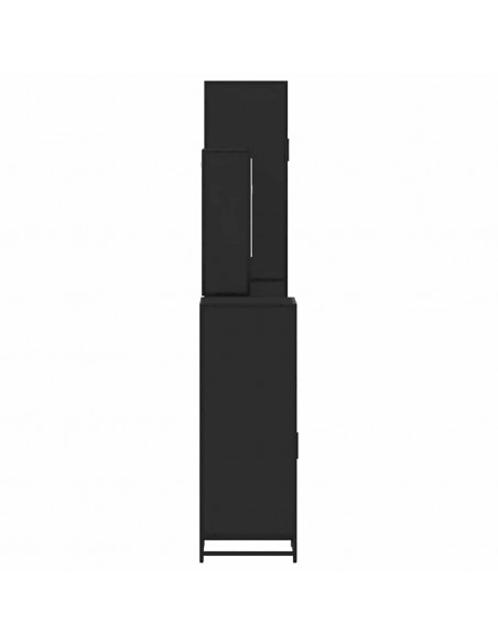 Set Mobili da Bagno 4 pz Nero in Legno Multistrato