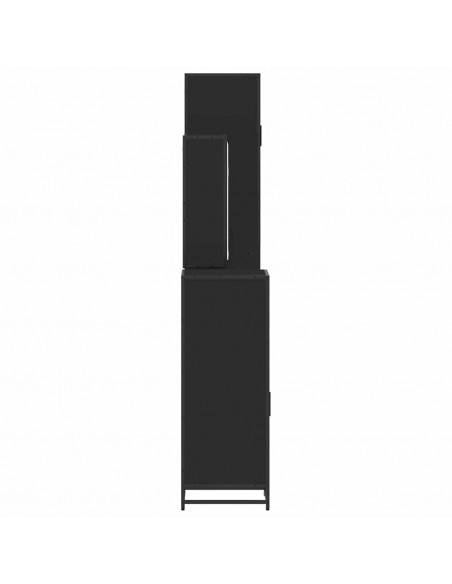 Set Mobili da Bagno 4 pz Nero in Legno Multistrato