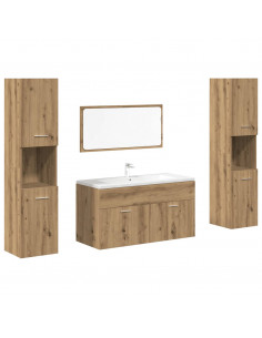 Set Mobili da Bagno 4 pz Rovere Artigianale Legno Multistrato