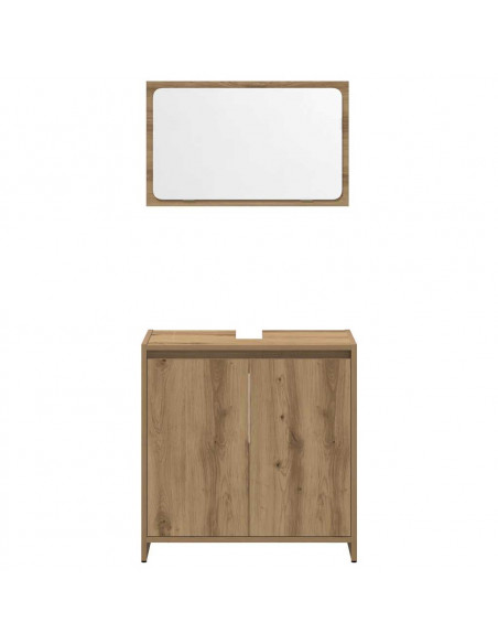 Set Mobili da Bagno 4 pz Rovere Artigianale Legno Multistrato