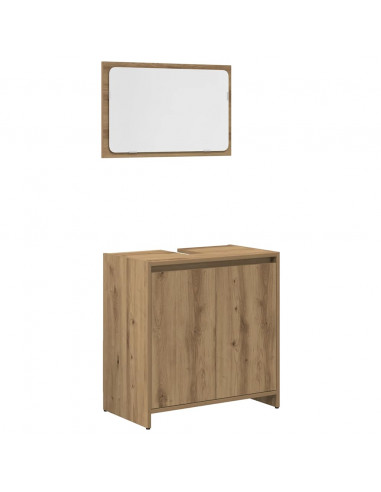 Set Mobili da Bagno 4 pz Rovere Artigianale Legno Multistrato