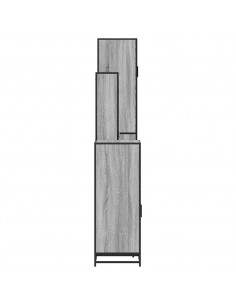 Set Mobili da Bagno 4 pz Rovere Fumo in Legno Multistrato