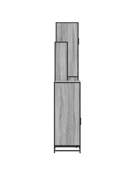 Set Mobili da Bagno 4 pz Rovere Fumo in Legno Multistrato