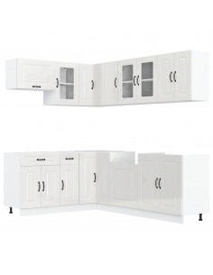 Set Mobili da Cucina 11 pz Kalmar Bianchi Lucido in Truciolato