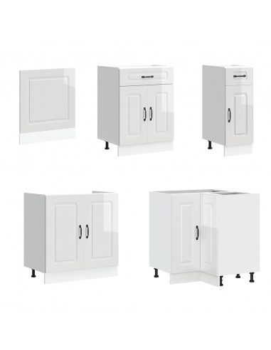 Set Mobili da Cucina 11 pz Kalmar Bianchi Lucido in Truciolato