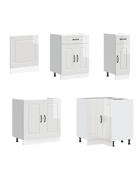 Set Mobili da Cucina 11 pz Kalmar Bianchi Lucido in Truciolato
