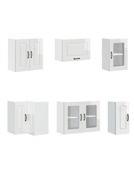 Set Mobili da Cucina 11 pz Kalmar Bianchi Lucido in Truciolato