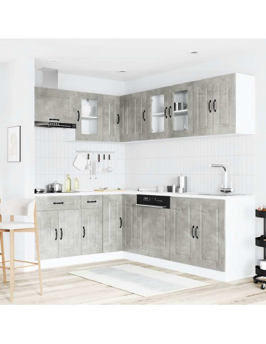 Set Mobili da Cucina 11 pz Kalmar Grigio Cemento in Truciolato