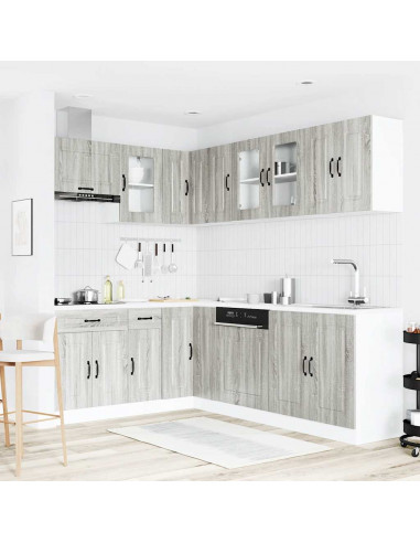 Set Mobili da Cucina 11 pz Kalmar Grigio Sonoma in Truciolato