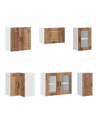 Set Mobili da Cucina 11 pz Kalmar Legno Vecchio in Truciolato