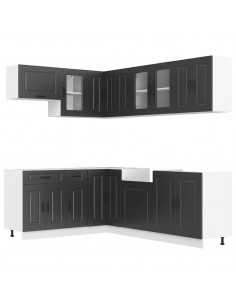 Set Mobili da Cucina 11 pz Kalmar Neri Legno Multistrato