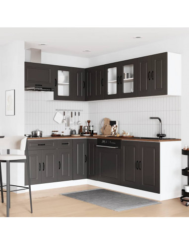 Set Mobili da Cucina 11 pz Kalmar Neri Legno Multistrato