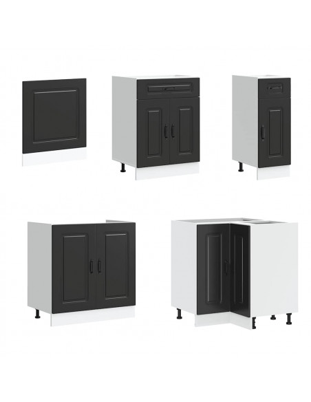Set Mobili da Cucina 11 pz Kalmar Neri Legno Multistrato