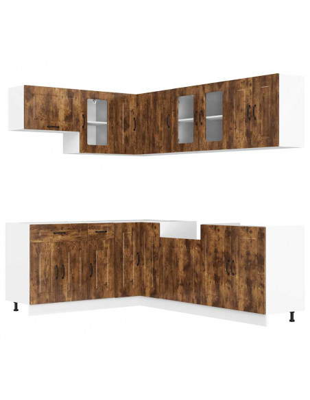 Set Mobili da Cucina 11 pz Kalmar Rovere Fumo Legno Multistrato