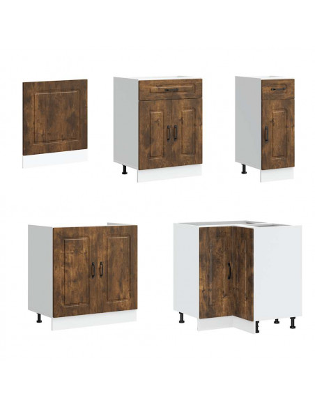 Set Mobili da Cucina 11 pz Kalmar Rovere Fumo Legno Multistrato