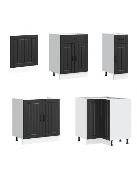 Set Mobili da Cucina 11 pz Lucca Neri Legno Multistrato