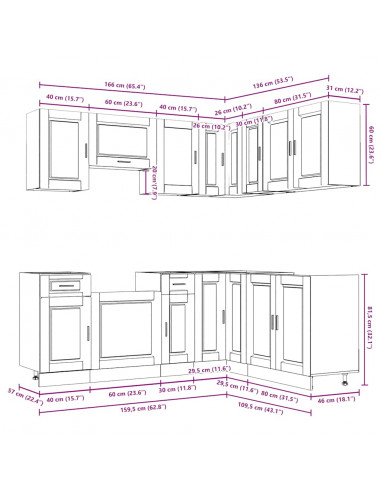 Set Mobili da Cucina 11 pz Porto Bianchi Lucido in Truciolato