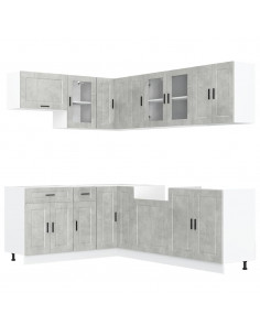 Set Mobili da Cucina 11 pz Porto Grigio Cemento in Truciolato