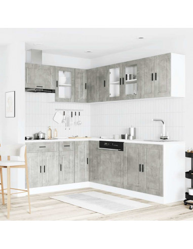 Set Mobili da Cucina 11 pz Porto Grigio Cemento in Truciolato