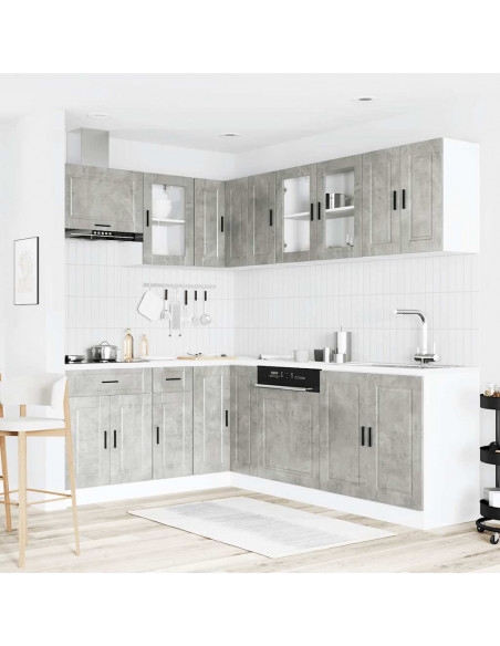 Set Mobili da Cucina 11 pz Porto Grigio Cemento in Truciolato