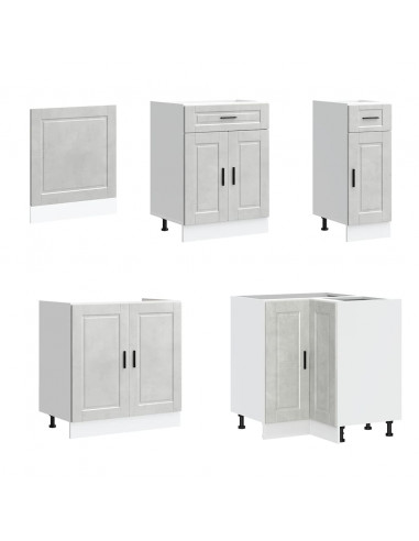 Set Mobili da Cucina 11 pz Porto Grigio Cemento in Truciolato