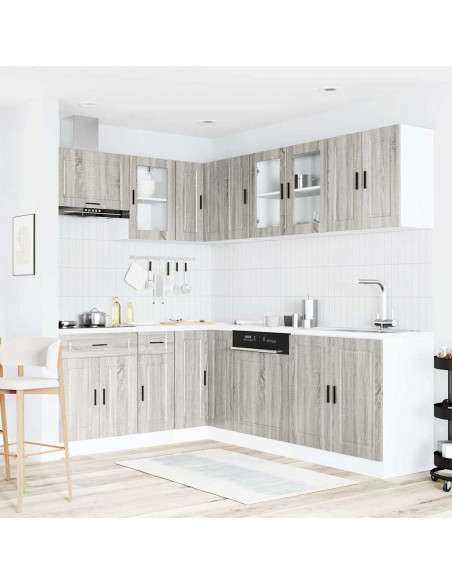 Set Mobili da Cucina 11 pz Porto Grigio Sonoma in Truciolato