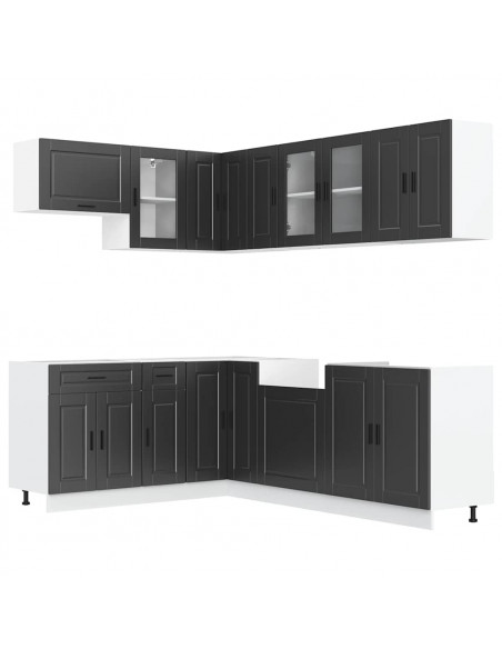Set Mobili da Cucina 11 pz Porto Neri Legno Multistrato