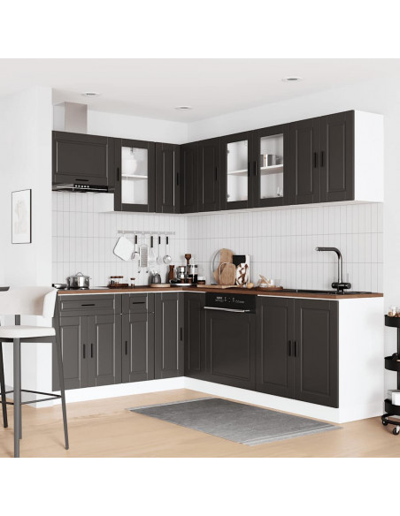Set Mobili da Cucina 11 pz Porto Neri Legno Multistrato