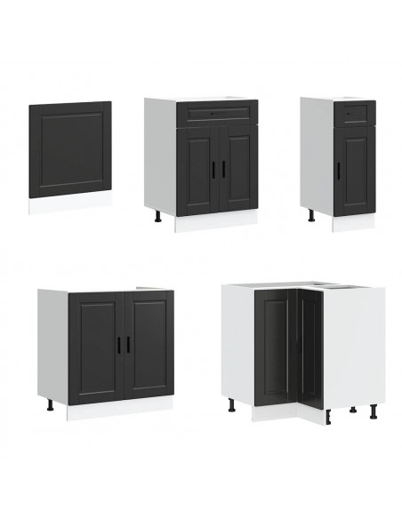 Set Mobili da Cucina 11 pz Porto Neri Legno Multistrato