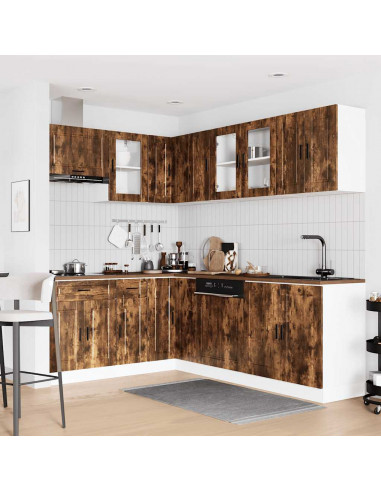 Set Mobili da Cucina 11 pz Porto Rovere Fumo in Truciolato