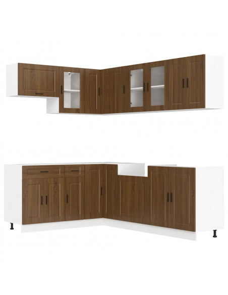 Set Mobili da Cucina 11 pz Porto Rovere Marrone in Truciolato
